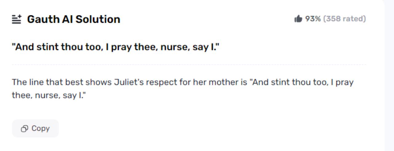 A Closer Look at Lines That Shows Juliet's Respect for Her Mother